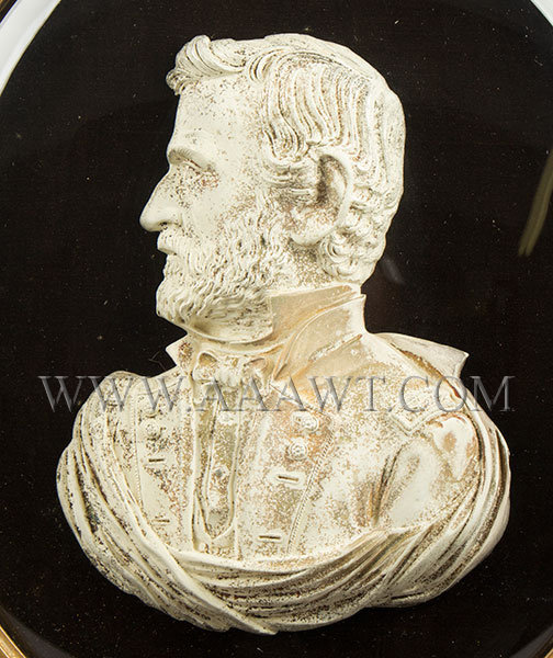Bas Relief Bust Shell, General U.S. Grant, White Frosted on Convex Tin Shell
Manufactured by Huntington, Loretz and Co., 142 Fulton Street, New York
Circa 1865, entire view